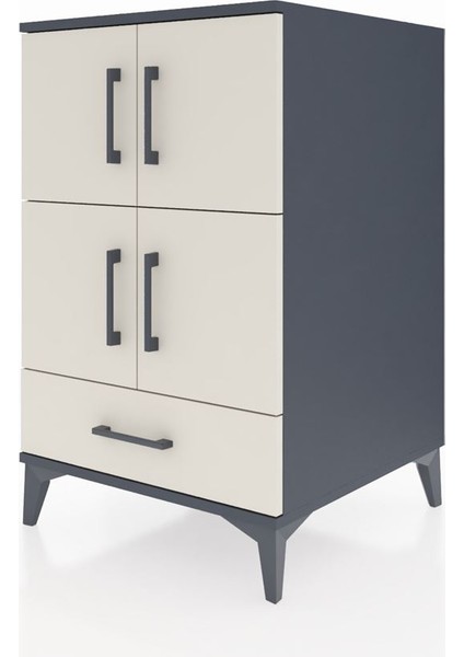 Kronos Komodin 4 Raflı Tek Çekmeceli 4 Kapaklı 60X59X96 Antrasit-Aytaşı modelleri