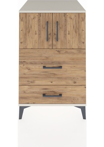 Kronos Komodin Tek Raflı 2 Çekmeceli 2 Kapaklı 60X59X96 Aytaşı-Çam