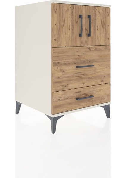 Kronos Komodin Tek Raflı 2 Çekmeceli 2 Kapaklı 60X59X96 Aytaşı-Çam fiyatları