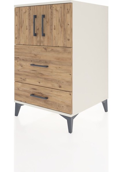 Kronos Komodin Tek Raflı 2 Çekmeceli 2 Kapaklı 60X59X96 Aytaşı-Çam modelleri