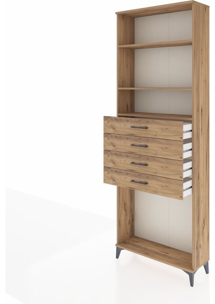 Arges Dolap 3 Raflı 4 Çekmeceli 88X30X243 Çam-Çam fırsatları