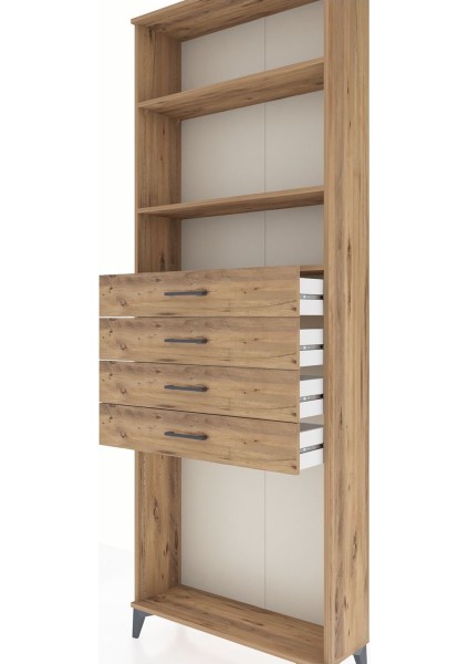 Arges Dolap 3 Raflı 4 Çekmeceli 88X30X243 Çam-Çam indirimleri