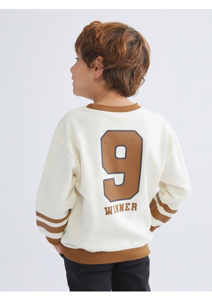 Yeni Sezon Bisiklet Yaka Baskılı Erkek Çocuk Sweatshirt