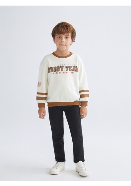 Yeni Sezon Bisiklet Yaka Baskılı Erkek Çocuk Sweatshirt modelleri