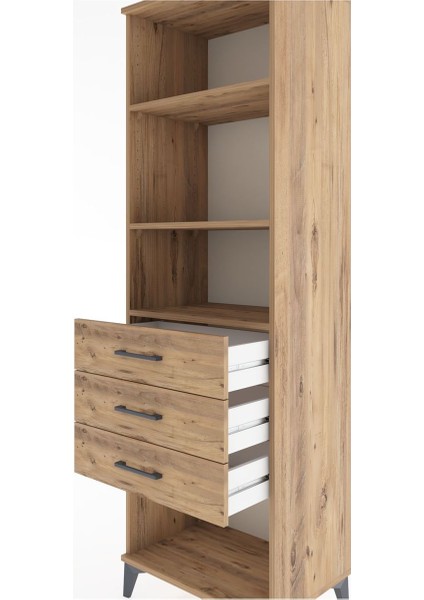 Hyperion Dolap 3 Raflı 3 Çekmeceli 60X44X195 Çam-Çam indirimleri