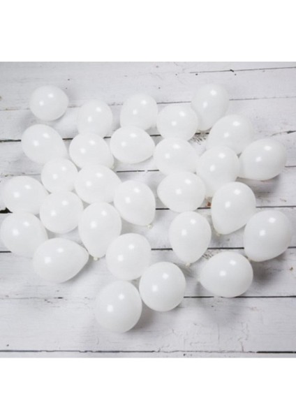 5 Inç Minik Latex Balon 12,5 cm Çap 10 Adet Pastel Beyaz