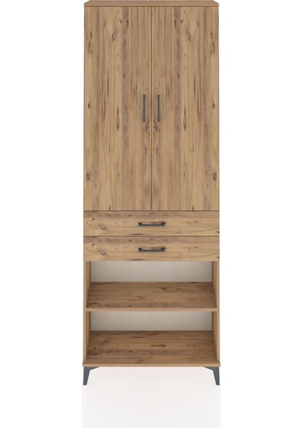 Arges Dolap 5 Raflı 2 Çekmeceli 2 Kapaklı 88X30X243 Çam-Çam
