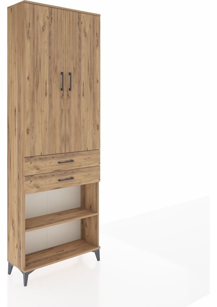 Arges Dolap 5 Raflı 2 Çekmeceli 2 Kapaklı 88X30X243 Çam-Çam fiyatları
