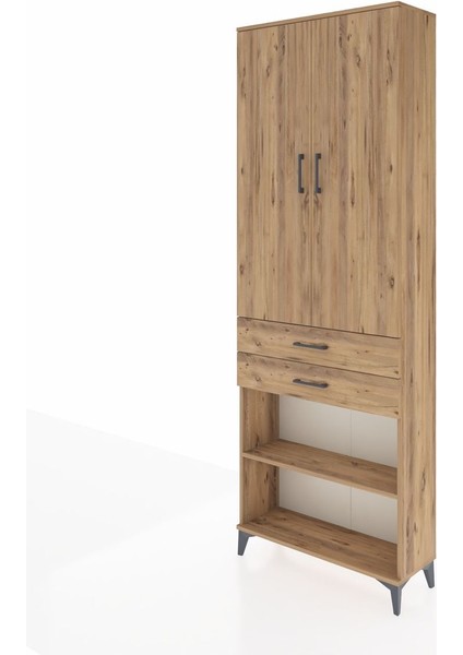 Arges Dolap 5 Raflı 2 Çekmeceli 2 Kapaklı 88X30X243 Çam-Çam modelleri