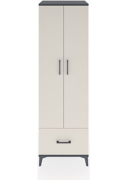 Hyperion Dolap 5 Raflı Tek Çekmeceli 2 Kapaklı 60X44X195 Antrasit-Aytaşı