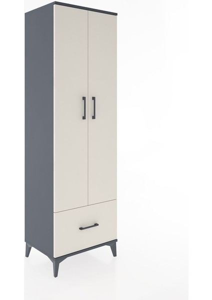 Hyperion Dolap 5 Raflı Tek Çekmeceli 2 Kapaklı 60X44X195 Antrasit-Aytaşı fiyatları