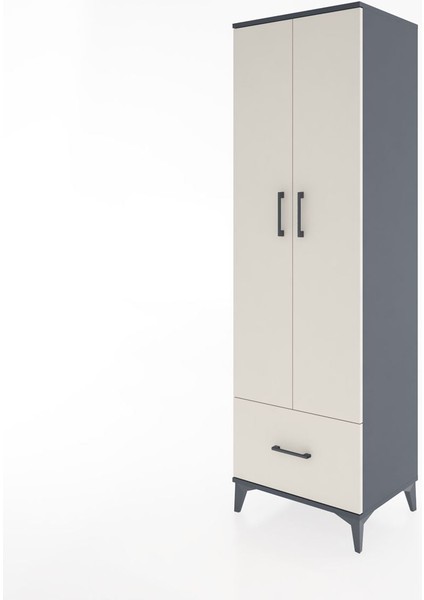 Hyperion Dolap 5 Raflı Tek Çekmeceli 2 Kapaklı 60X44X195 Antrasit-Aytaşı modelleri