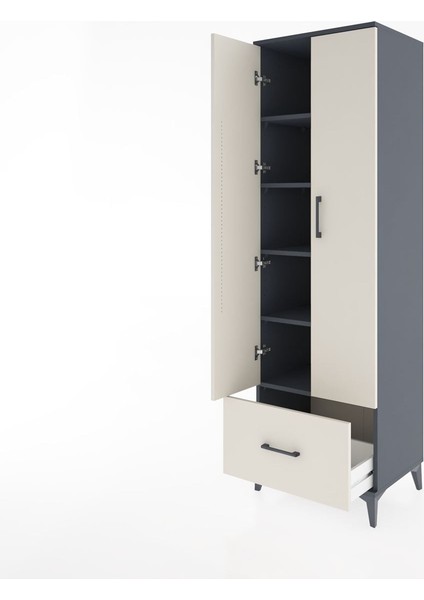 Hyperion Dolap 5 Raflı Tek Çekmeceli 2 Kapaklı 60X44X195 Antrasit-Aytaşı fırsatları