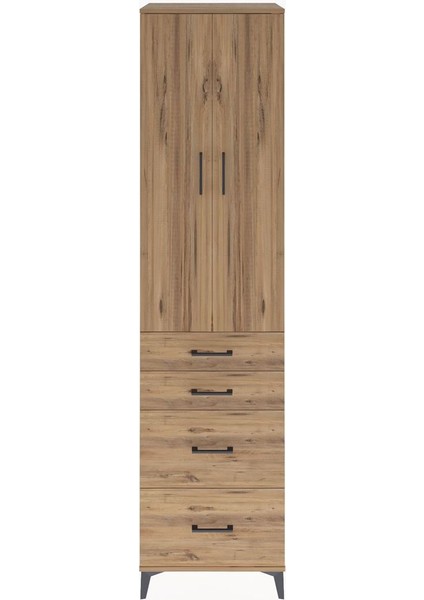 Hyperion Dolap 4 Raflı 4 Çekmeceli 2 Kapaklı 60X44X243 Çam-Çam