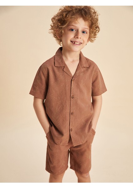 Yeni Sezon Resort Yaka Erkek Çocuk Pamuk Karışımlı Gömlek