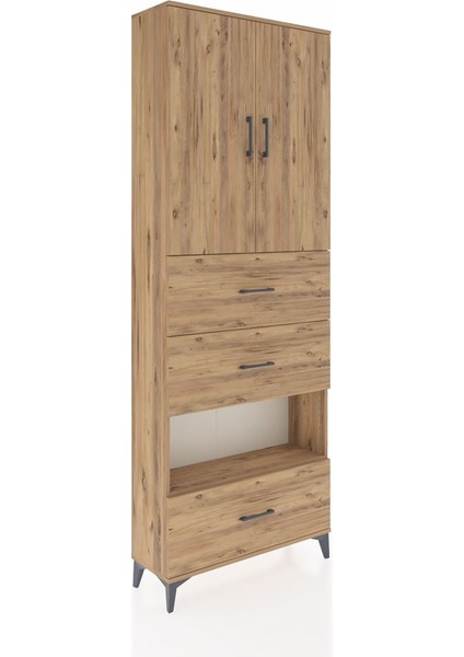 Arges Dolap 4 Raflı 3 Çekmeceli 2 Kapaklı 88X30X243 Çam-Çam fiyatları