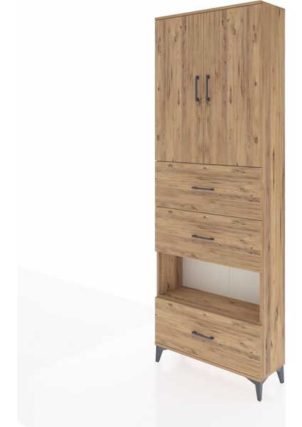 Arges Dolap 4 Raflı 3 Çekmeceli 2 Kapaklı 88X30X243 Çam-Çam modelleri