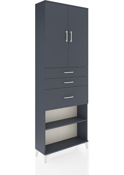 Arges Dolap 4 Raflı 3 Çekmeceli 2 Kapaklı 88X30X243 Antrasit-Antrasit fiyatları
