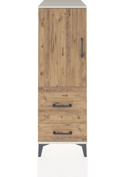 Kronos Dolap Tek Raflı 2 Çekmeceli Tek Kapaklı 44X59X134 Aytaşı-Çam