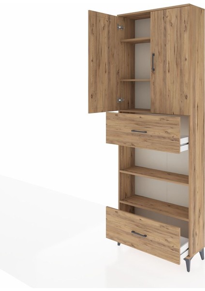 Arges Dolap 5 Raflı 2 Çekmeceli 2 Kapaklı 88X30X243 Çam-Çam fırsatları
