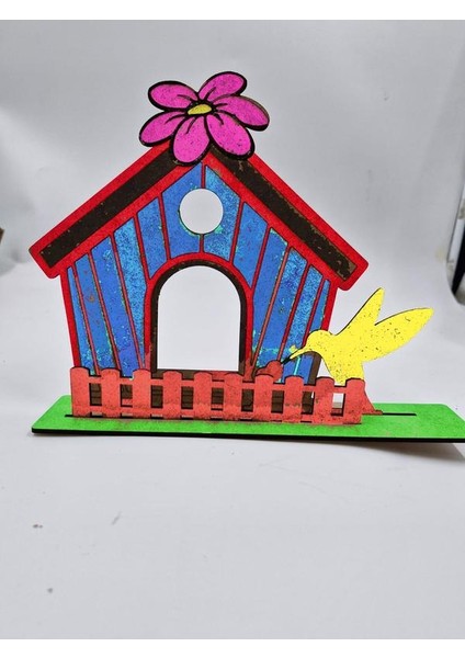 10 Adet Ahşap Kuş Evi Boyama Etkinliği