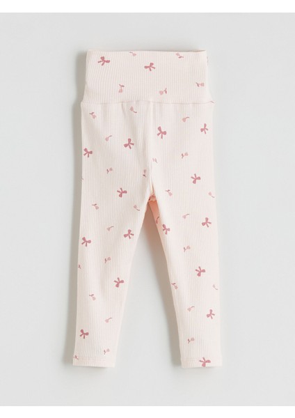 Yeni Sezon Beli Lastikli Baskılı Kız Bebek Tayt