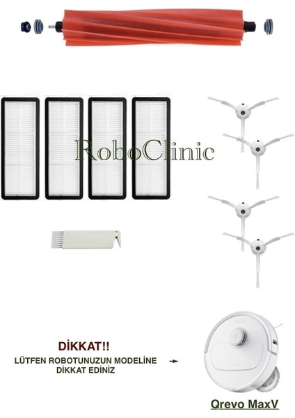 Roborock Q revo s / Q revo Pro / Q revo Maxv / Robot Süpürge Uyumlu Yedek Fırça, Hepa Filtre - 10 Parça