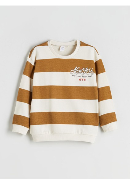 Yeni Sezon Bisiklet Yaka Baskılı Erkek Çocuk Sweatshirt modelleri