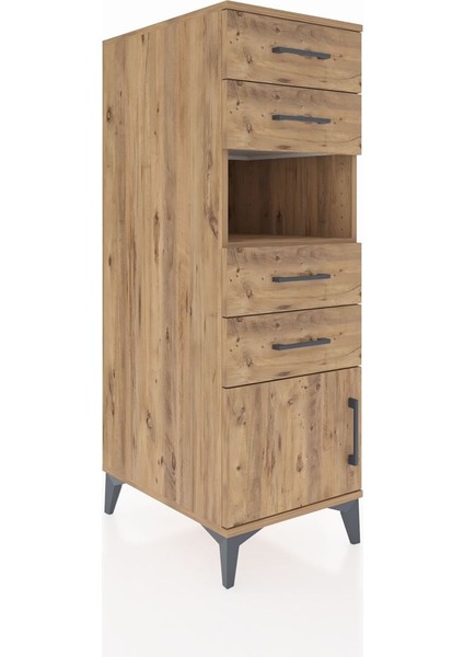 Kronos Dolap Tek Raflı 4 Çekmeceli Tek Kapaklı 44X59X134 Çam-Çam fiyatları