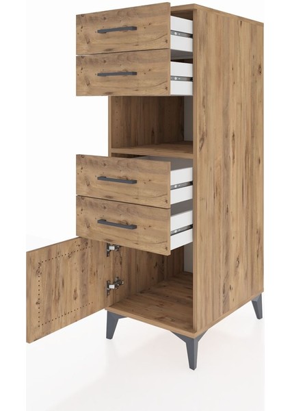 Kronos Dolap Tek Raflı 4 Çekmeceli Tek Kapaklı 44X59X134 Çam-Çam fırsatları