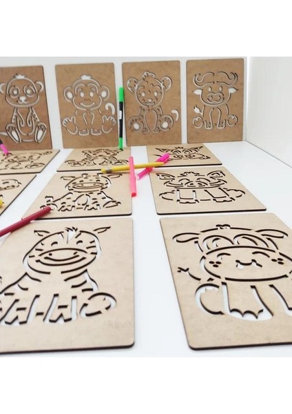 Ahşap Montessori Çizim Seti Afrika Hayvanları Kutulu 17 Adet fiyatları