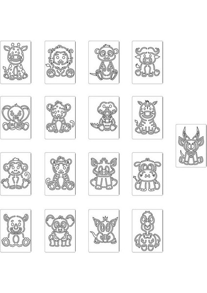 Ahşap Montessori Çizim Seti Afrika Hayvanları Kutulu 17 Adet fırsatları