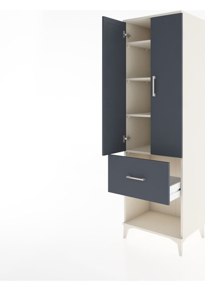 Hyperion Dolap 4 Raflı Tek Çekmeceli 2 Kapaklı 60X44X195 Aytaşı-Antrasit fırsatları