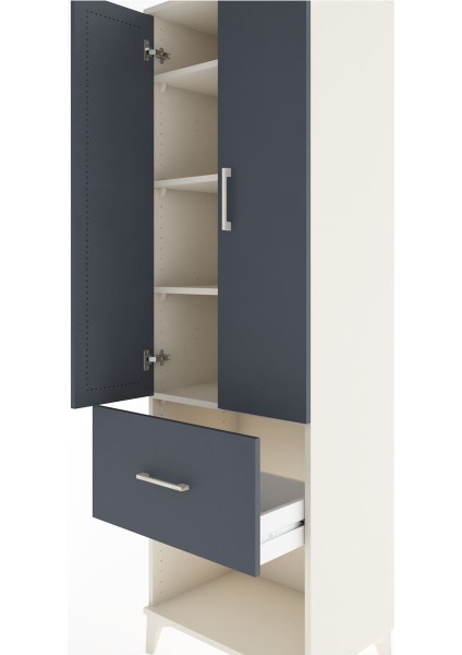 Hyperion Dolap 4 Raflı Tek Çekmeceli 2 Kapaklı 60X44X195 Aytaşı-Antrasit indirimleri