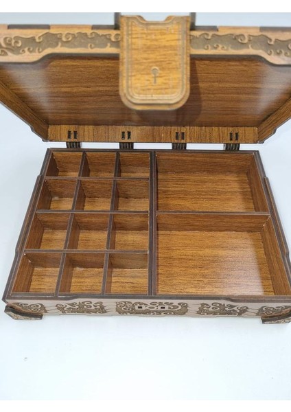 Ahşap Dekoratif Takı Organizer Kutusu Ceviz 20 cm x 15 cm x 4 cm fırsatları