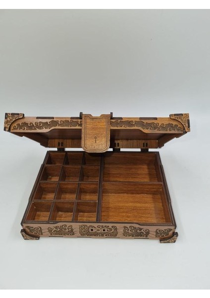 Ahşap Dekoratif Takı Organizer Kutusu Ceviz 20 cm x 15 cm x 4 cm