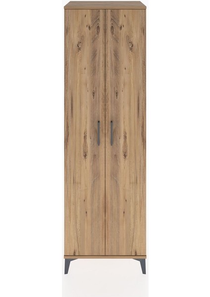 Hyperion Dolap 3 Raflı 2 Kapaklı Tek Askılı 60X44X195 Çam-Çam