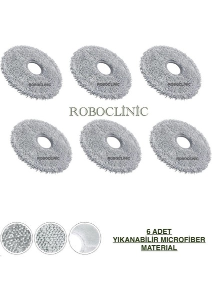 Xiaomi Robot Vacuum X10+ (Plus) / X20+ (Plus) Robot Süpürge Uyumlu Yedek Mop 6 Parça