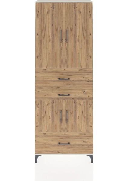 Arges Dolap 4 Raflı 3 Çekmeceli 4 Kapaklı 88X30X243 Aytaşı-Çam