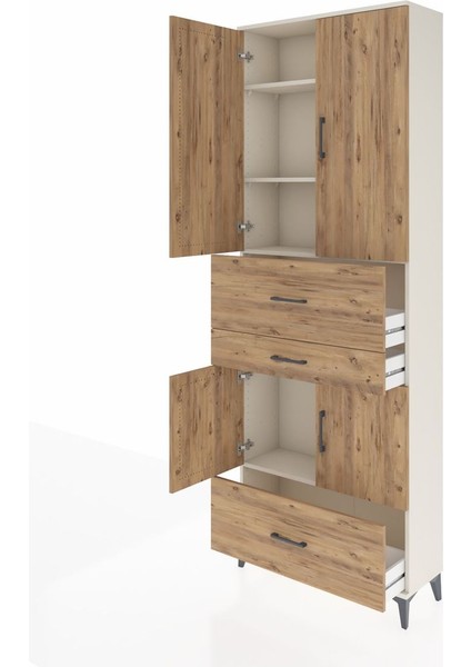 Arges Dolap 4 Raflı 3 Çekmeceli 4 Kapaklı 88X30X243 Aytaşı-Çam fırsatları