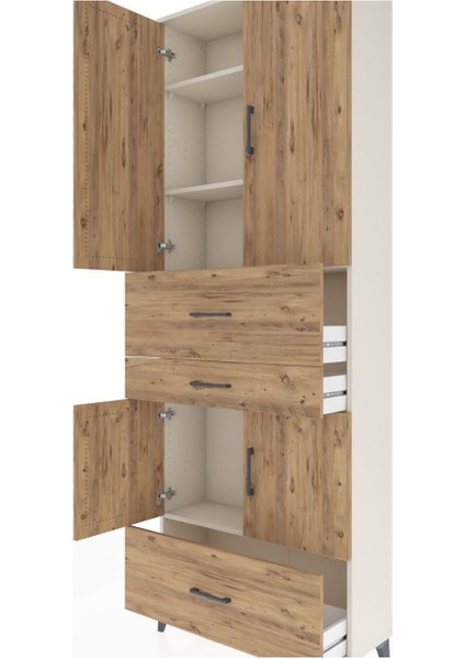 Arges Dolap 4 Raflı 3 Çekmeceli 4 Kapaklı 88X30X243 Aytaşı-Çam indirimleri
