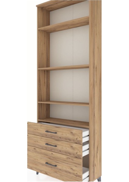 Arges Dolap 4 Raflı 3 Çekmeceli 88X30X243 Çam-Çam indirimleri