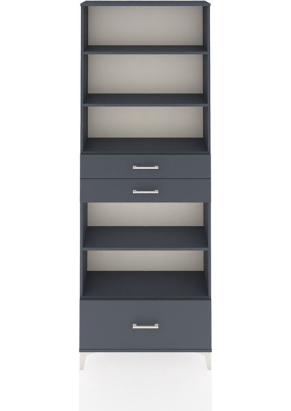 Arges Dolap 5 Raflı 3 Çekmeceli 88X30X243 Antrasit-Antrasit