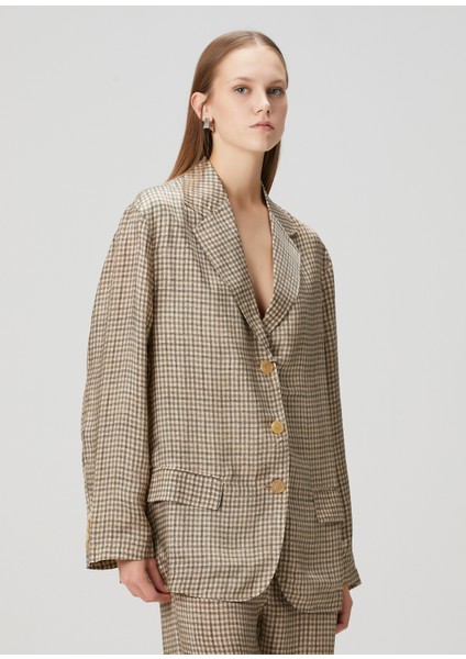 Bej Kareli Blazer