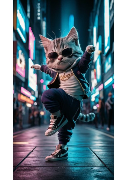 Şehir Kedisi 1 Ev Duvar Salon Güzellik Salonu Ofis Dükkan Dekarasyon Kanvas Tablo fiyatları