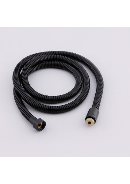Spiral Paslanmaz Örgülü Duş Bağlantı Hortumu 150 cm Dayanıklı Esnek Banyo Aksesuarı Fıskiye Siyah