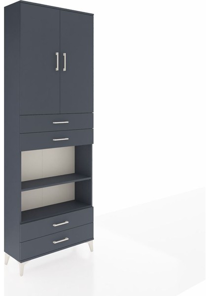 Arges Dolap 5 Raflı 4 Çekmeceli 2 Kapaklı 88X30X243 Antrasit-Antrasit fiyatları