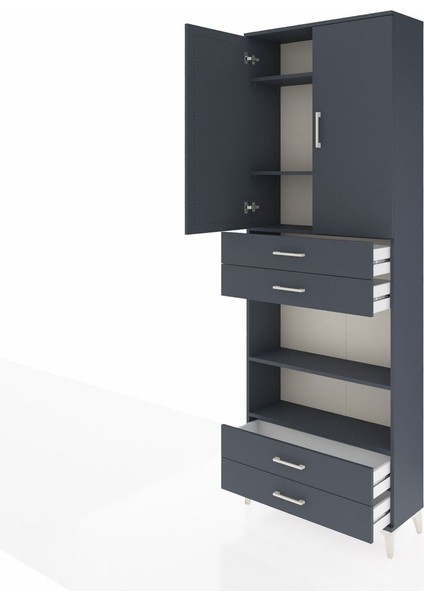 Arges Dolap 5 Raflı 4 Çekmeceli 2 Kapaklı 88X30X243 Antrasit-Antrasit fırsatları