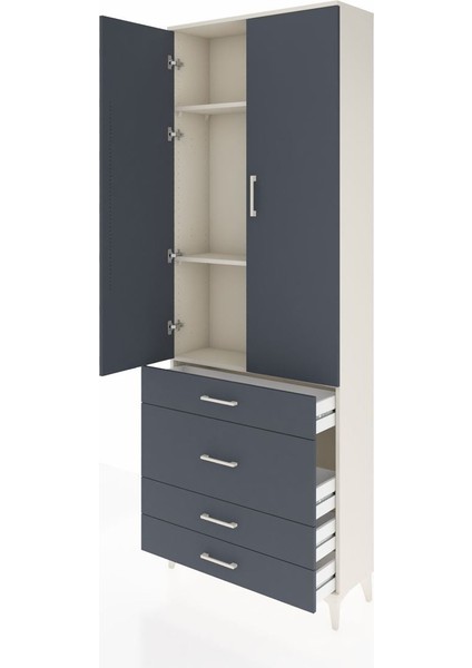 Arges Dolap 3 Raflı 4 Çekmeceli 2 Kapaklı 88X30X243 Aytaşı-Antrasit fırsatları