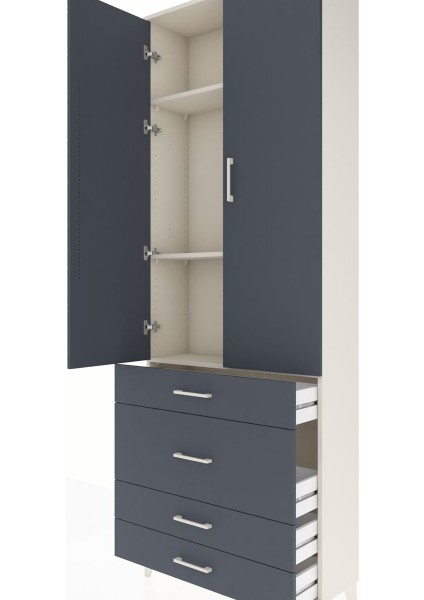 Arges Dolap 3 Raflı 4 Çekmeceli 2 Kapaklı 88X30X243 Aytaşı-Antrasit indirimleri